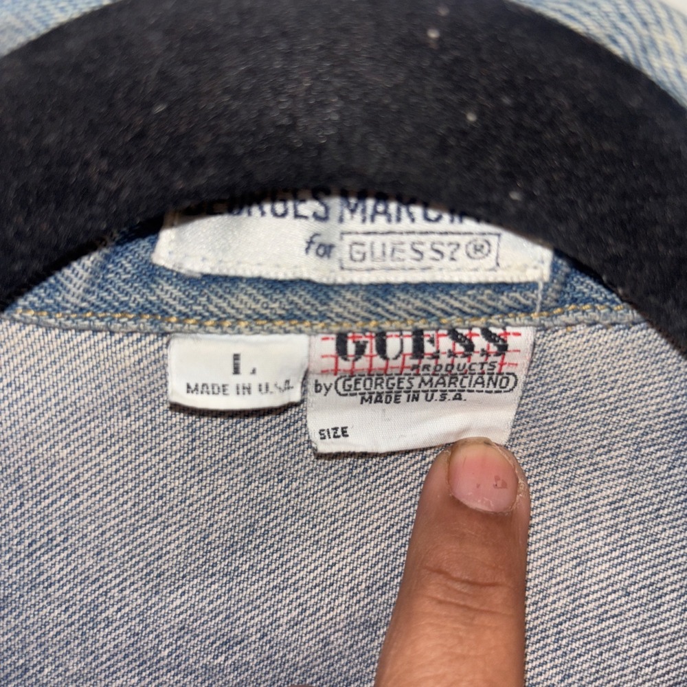 Vintage Guess Denim Jean Jacket Georges Marciano Design USA Size L 80's Seephoto - Picture 2 of 11